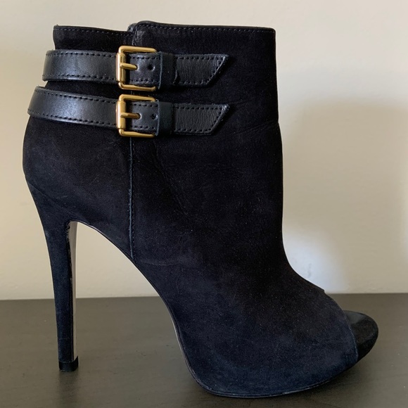 Steve Madden open toe black suede booties - Picture 7 of 11